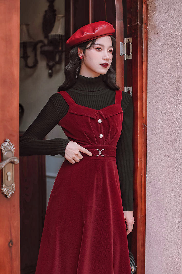red dark dress